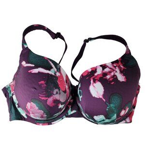 Cacique Floral Underwire Bra Purple 40DDD Adj Mesh Cooling French Full Coverage